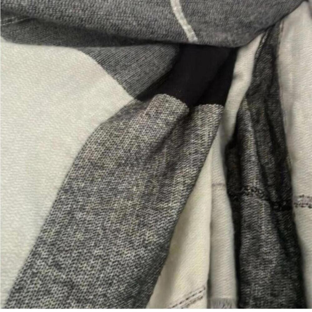 Grey Plaid Patchwork Print Large Square Multi Use… - image 3